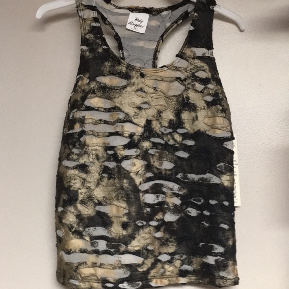 Distress/ camo tank top